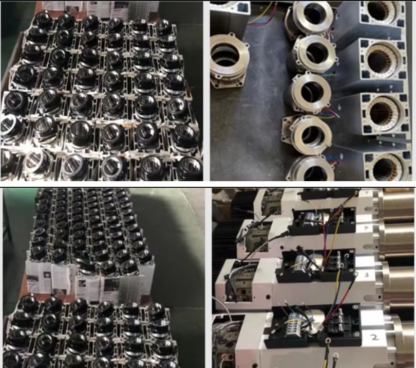 Motor housings and assembly photographs from Forza Spindle production